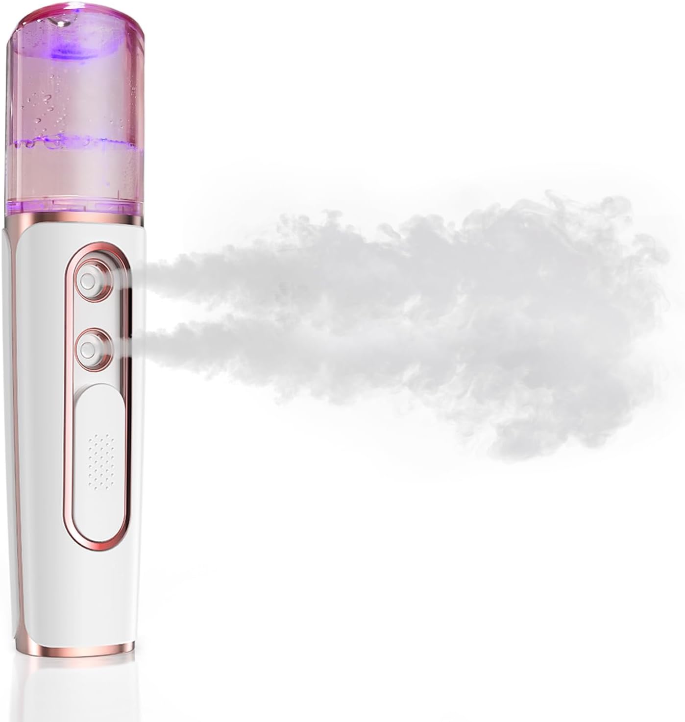 Nano Facial Mister, Cool Mist Face Steamer with 2 Spray Nozzle, USB Rechargeable, Visual Water Tank, Nano Mister for Eyelash Extensions, Skin