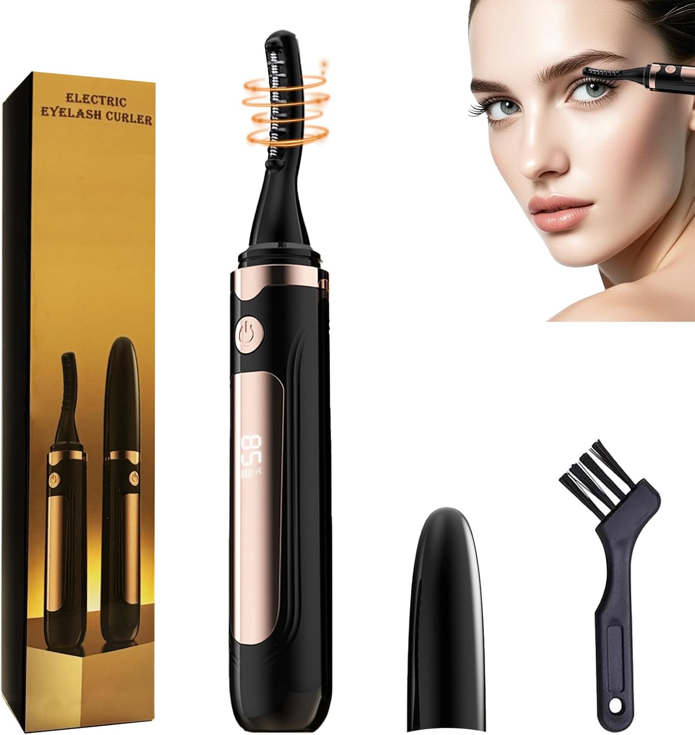 Heated Eyelash Curler-USB Rechargeable Electric Eyelash Curler- Eyelash Curlers Heated 4 Temperature Modes Fast Heat Up Within 3s - 24 Hours Long