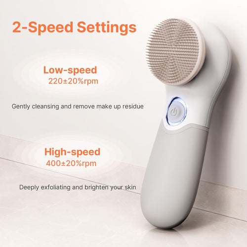 Face Scrubber with 3 Brush Heads & 2 Speeds - Deep Cleaning, Exfoliating, and Massaging for All Skin Types - Facial Cleansing Brush Includes Silicone