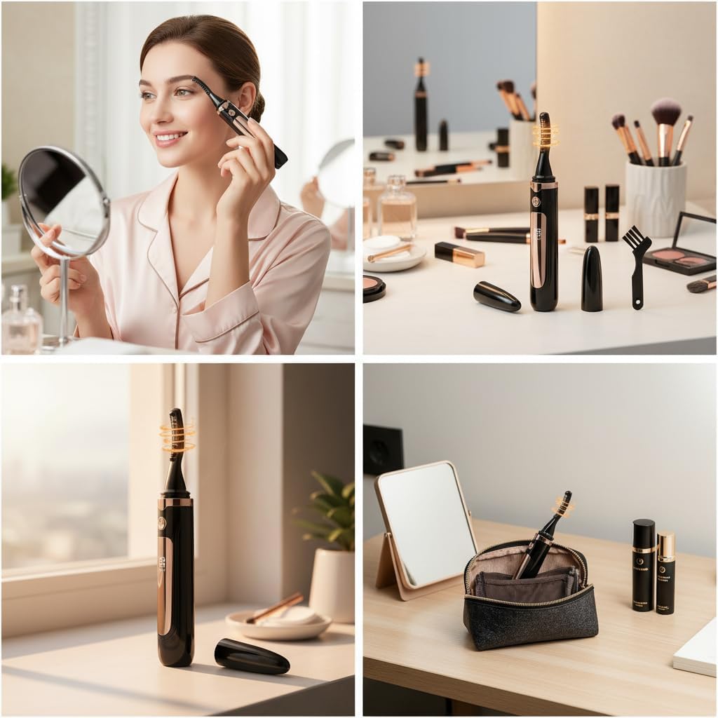 Heated Eyelash Curler-USB Rechargeable Electric Eyelash Curler- Eyelash Curlers Heated 4 Temperature Modes Fast Heat Up Within 3s - 24 Hours Long