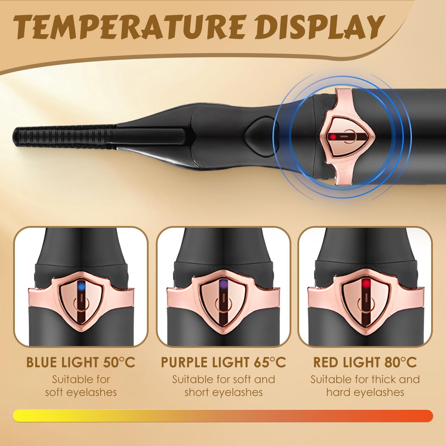 Heated Eyelash Curler, Electric Eyelash Curler for Instant Glam with USB Charging 3 Temperature Modes, 2-in-1 Clip-Type Design Eyelash Styling Tool