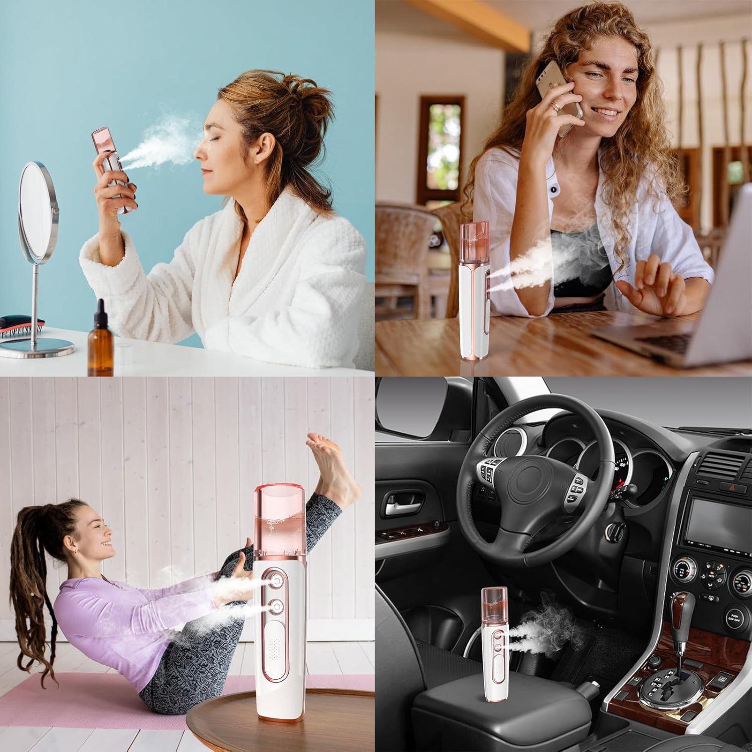 Nano Facial Mister, Cool Mist Face Steamer with 2 Spray Nozzle, USB Rechargeable, Visual Water Tank, Nano Mister for Eyelash Extensions, Skin