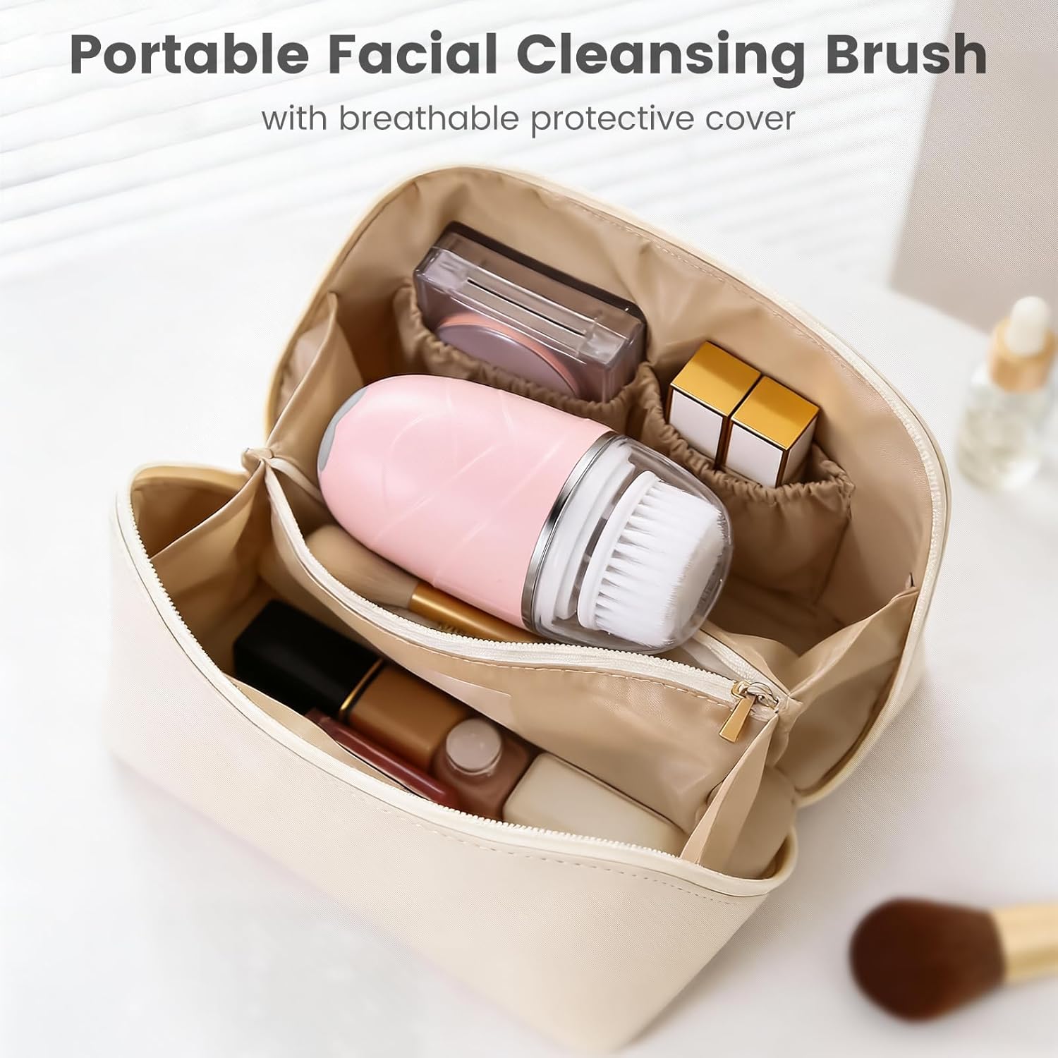 Facial Cleansing Brush, Mini Electric Face Scrubber, Waterproof Face Exfoliator Brush for Deep Cleansing, Portable Face Wash Brush for Travel, Easy