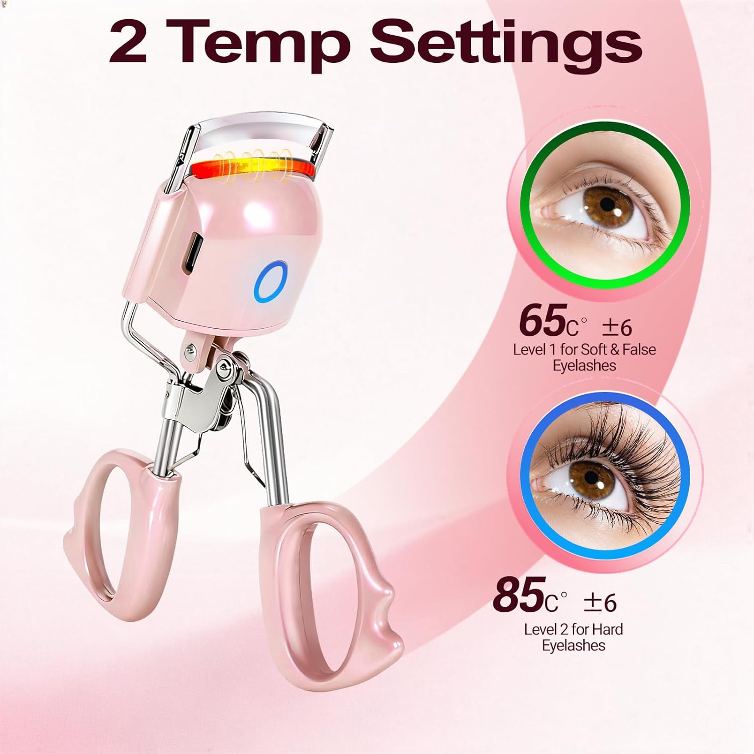 Heated Eyelash Curler Electric Eyelash Curlers 8s Fast Heating Lash Curler Safe Anti-Burn Lash Curler Intelligent Temp Control rizador de pestañas for 24H