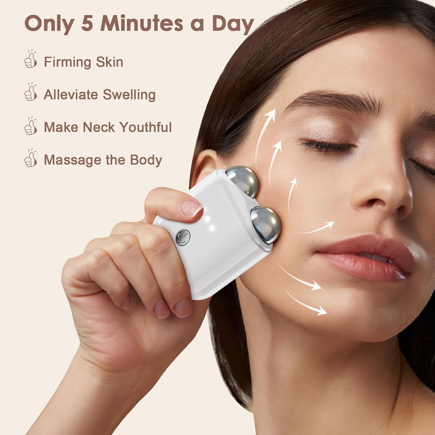 Mini Facial Firming Device, Microcurrent Facial Device, Face and Neck Skincare Device with Vibration Mode, Portable Facial Roller Massager Tool
