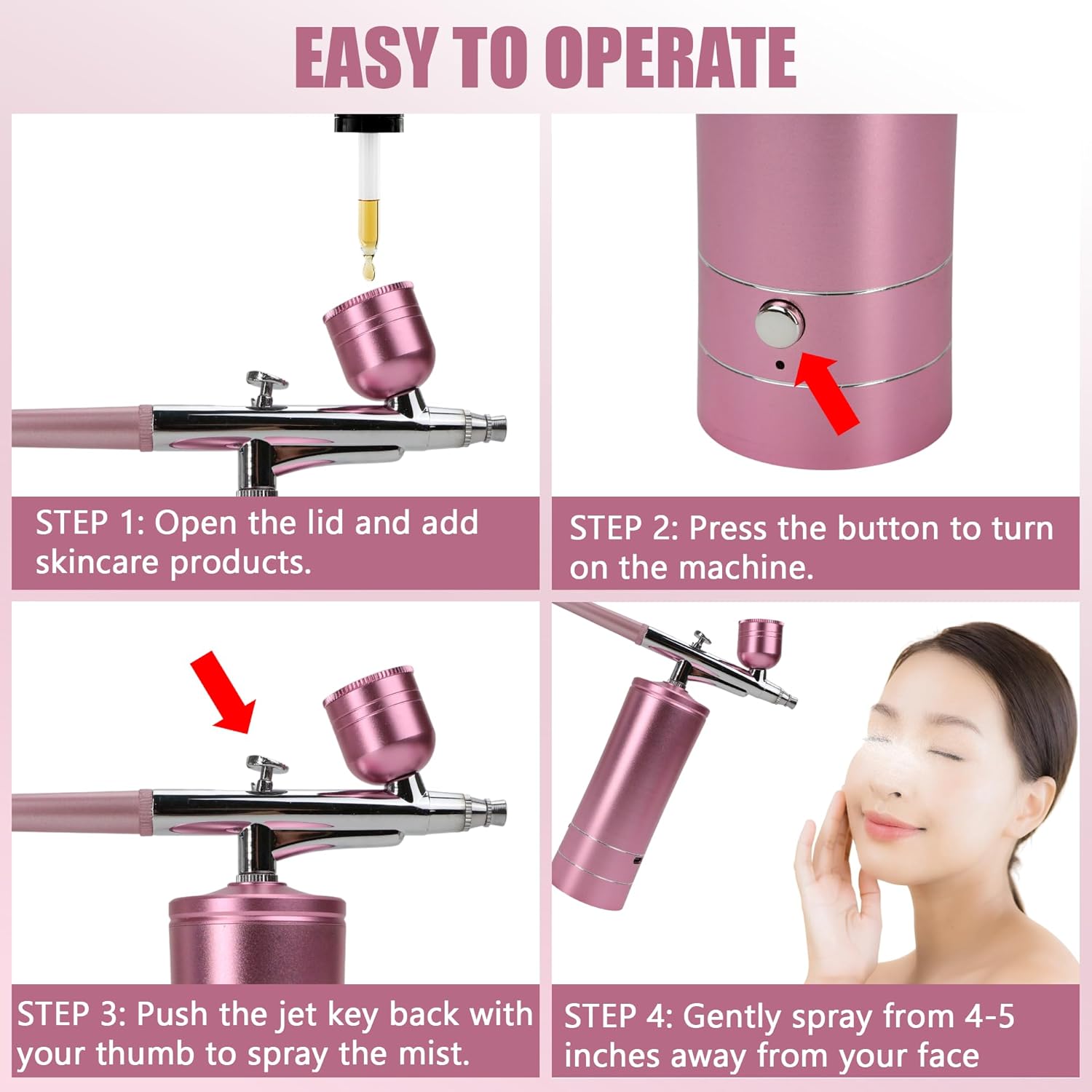 Oxygen Facial Machine – Handheld High Pressure Mist Spray Steamer for Skin Rejuvenation, Deep Cleaning, and Moisturizing – Portable, Rechargeable Airbrush