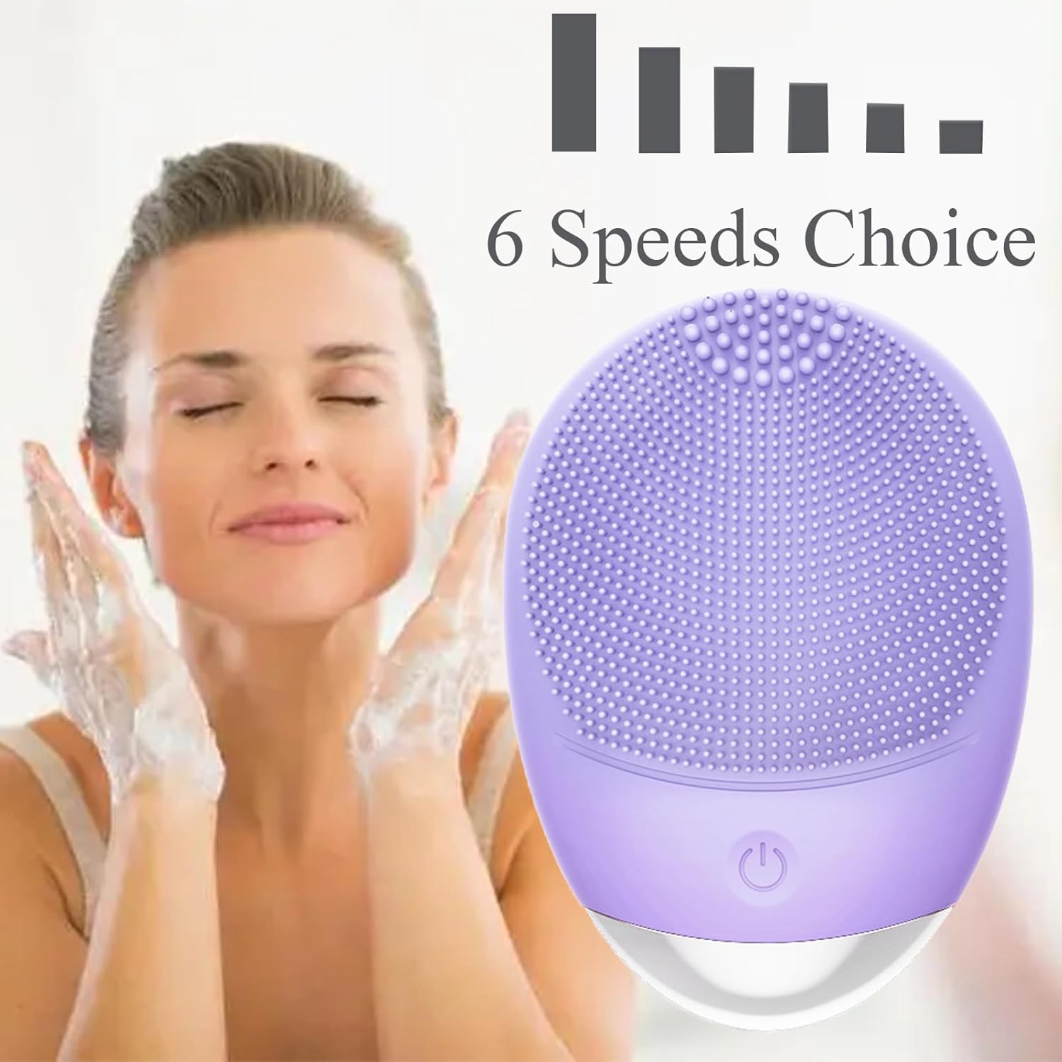 Facial Cleansing Brush, 3-in-1 Electric Soft Silicone Waterproof Face Scrubber, USB Rechargeable IPX7 Waterproof Sonic Vibrating Face Brush for Deep