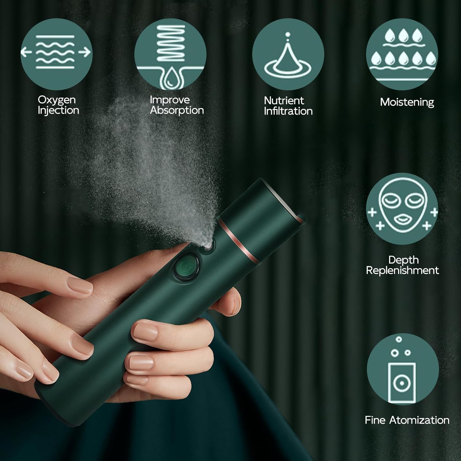 Oxygen Facial Machine Oxygen Injection Skin Care Spa Nano Facial Mister Hydration Anti Aging Nourishing Handheld Atomizer Face Care Improve