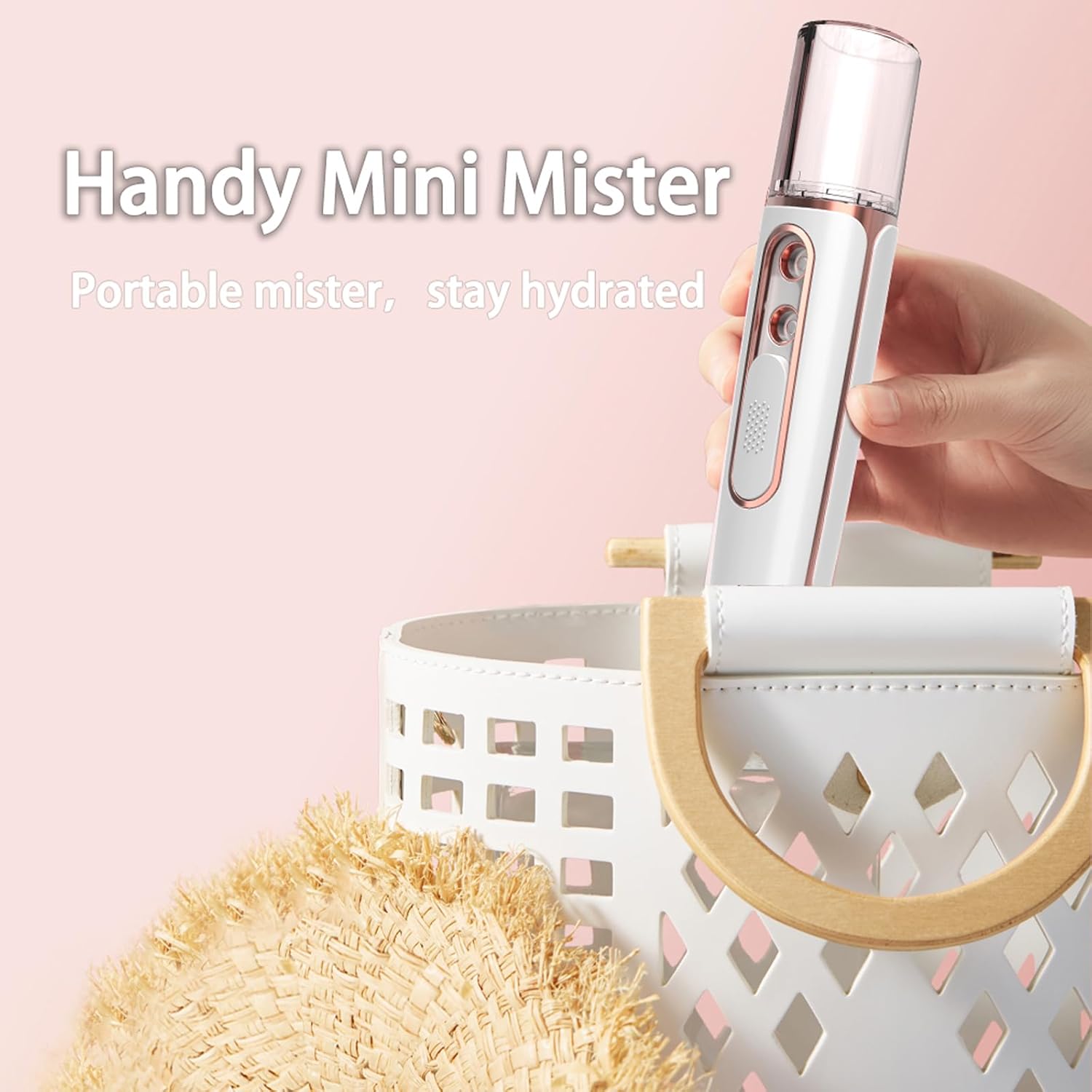 Nano Facial Mister, Cool Mist Face Steamer with 2 Spray Nozzle, USB Rechargeable, Visual Water Tank, Nano Mister for Eyelash Extensions, Skin