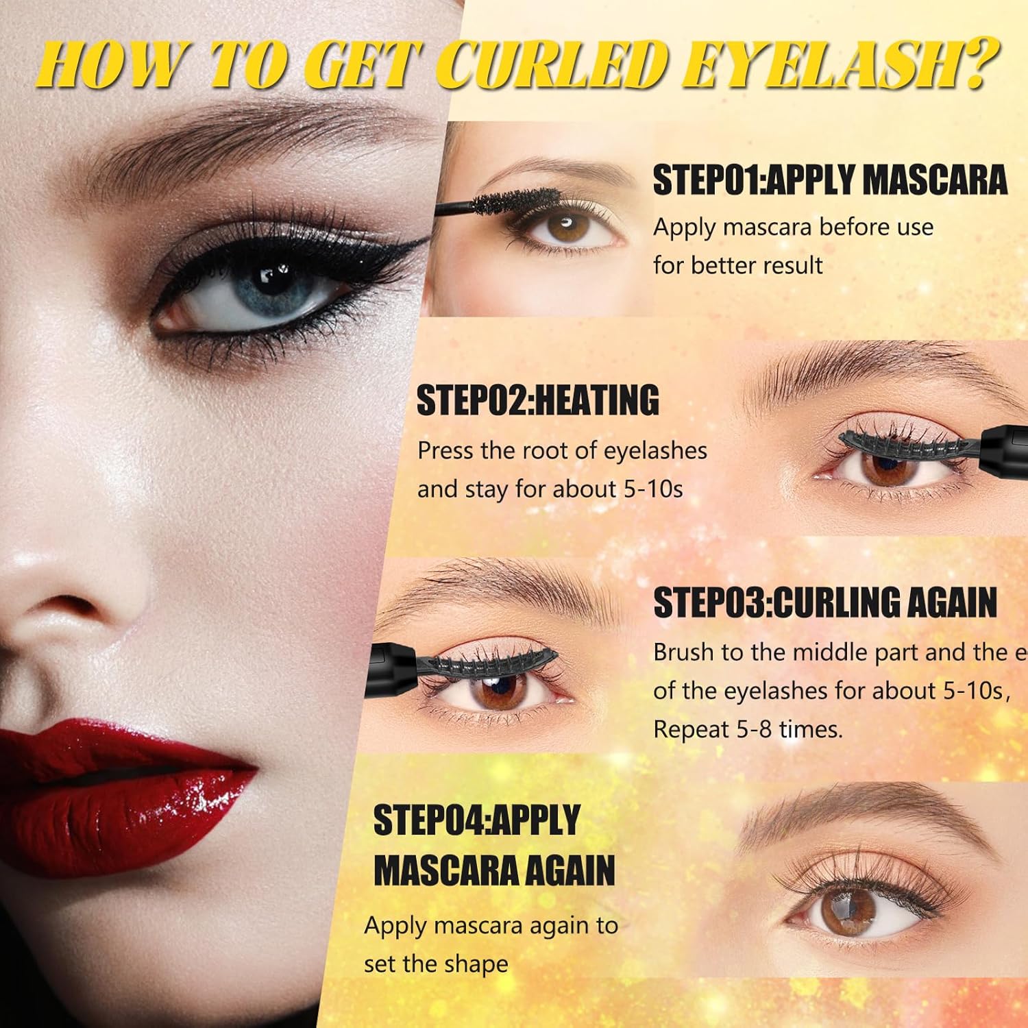 Heated Eyelash Curler - Eyelash Curlers Heated 4 Temperature Modes| Rechargeable Electric Eyelash Curler Pro| Heated Lash Curler for Women Heat up in 8s